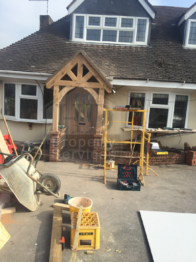 New front doorway with gabled canopy porch photo 10
