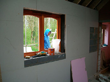 Inserting the bedroom window - an exact match to the rest of the existing windows in the house