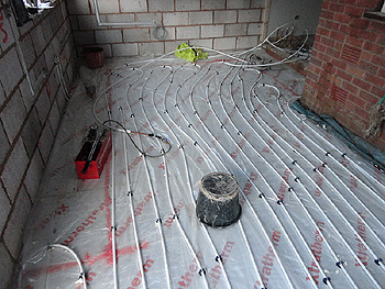 Wiring & pipework for the underfloor heating