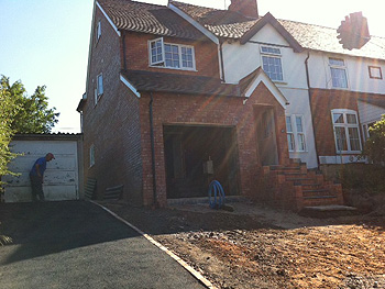 Completed front elevation of the two storey side extension