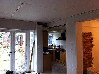 Plaster boarding of the new living space